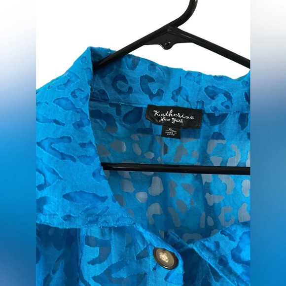 Cheetah blue sheer button up jacket - Picture 4 of 5